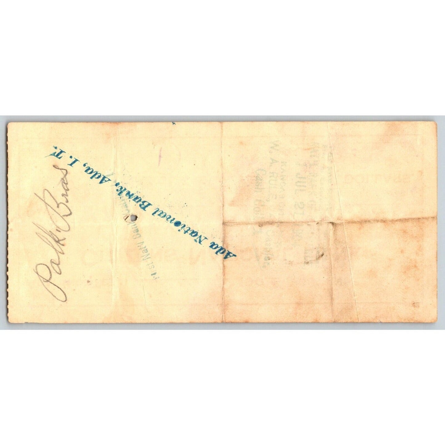 Ada, Oklahoma 1904 Indian Territory Citizens Nation Bank Check - Scarce