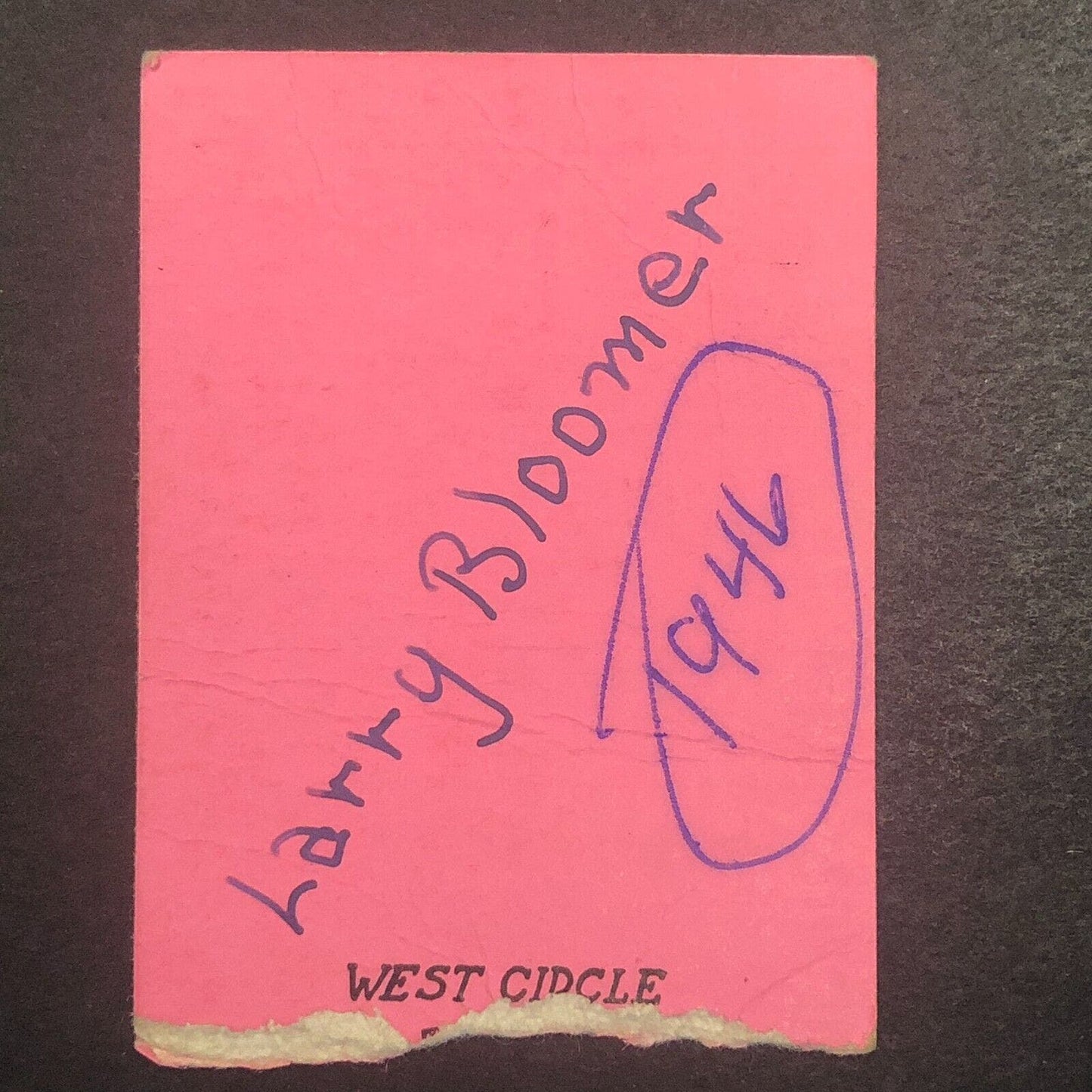 Auto Racing Ticket Stub 1946 Yellow Jacket Stadium Philadelphia Larry Bloomer