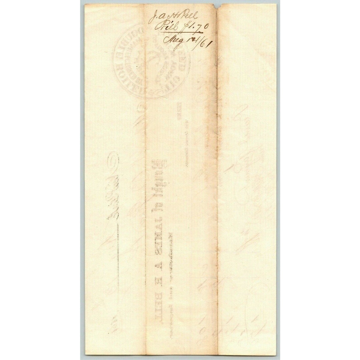 James A.H. Bell Linseed Oil - Glover, Warner & Clarke Sandy Hook Letterhead 1861