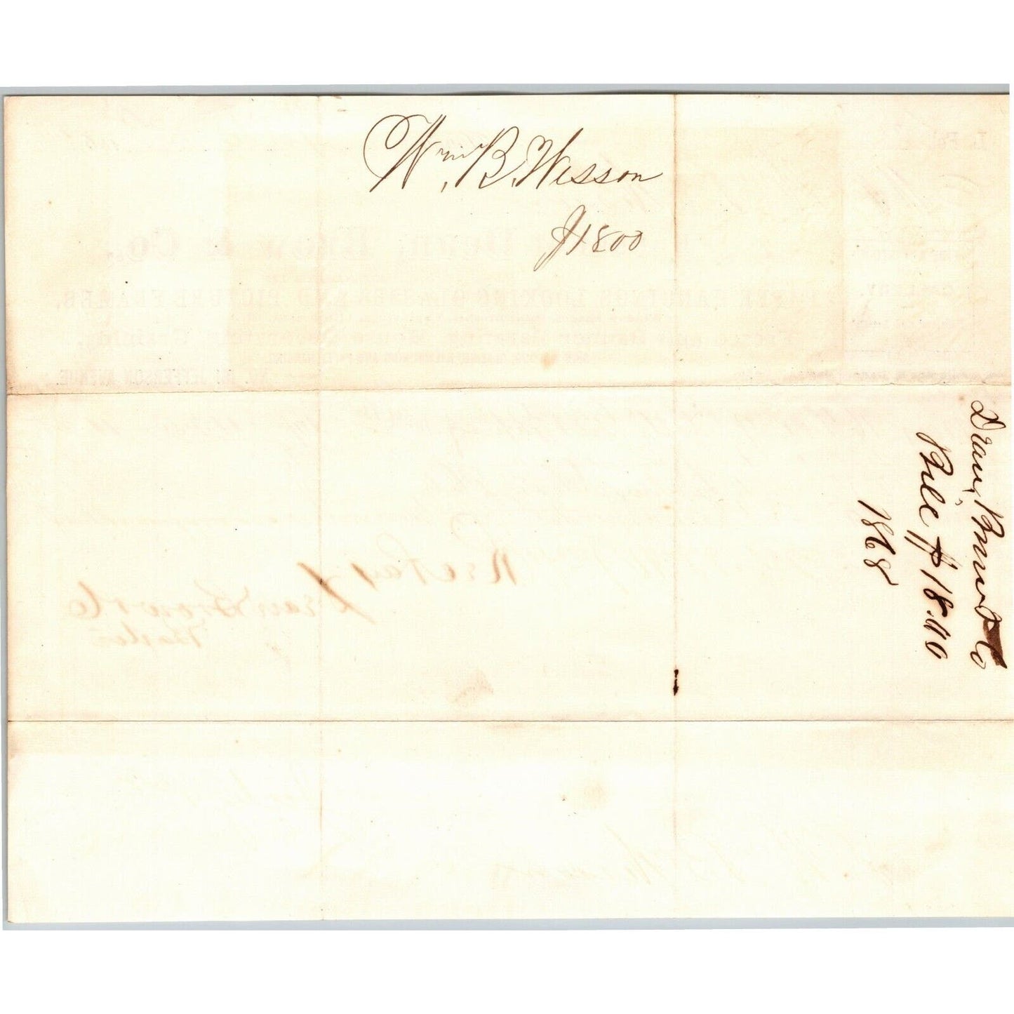 Detroit Letterhead Dean, Brow & Co. Gallery Looking Glasses Picture Frames 1868