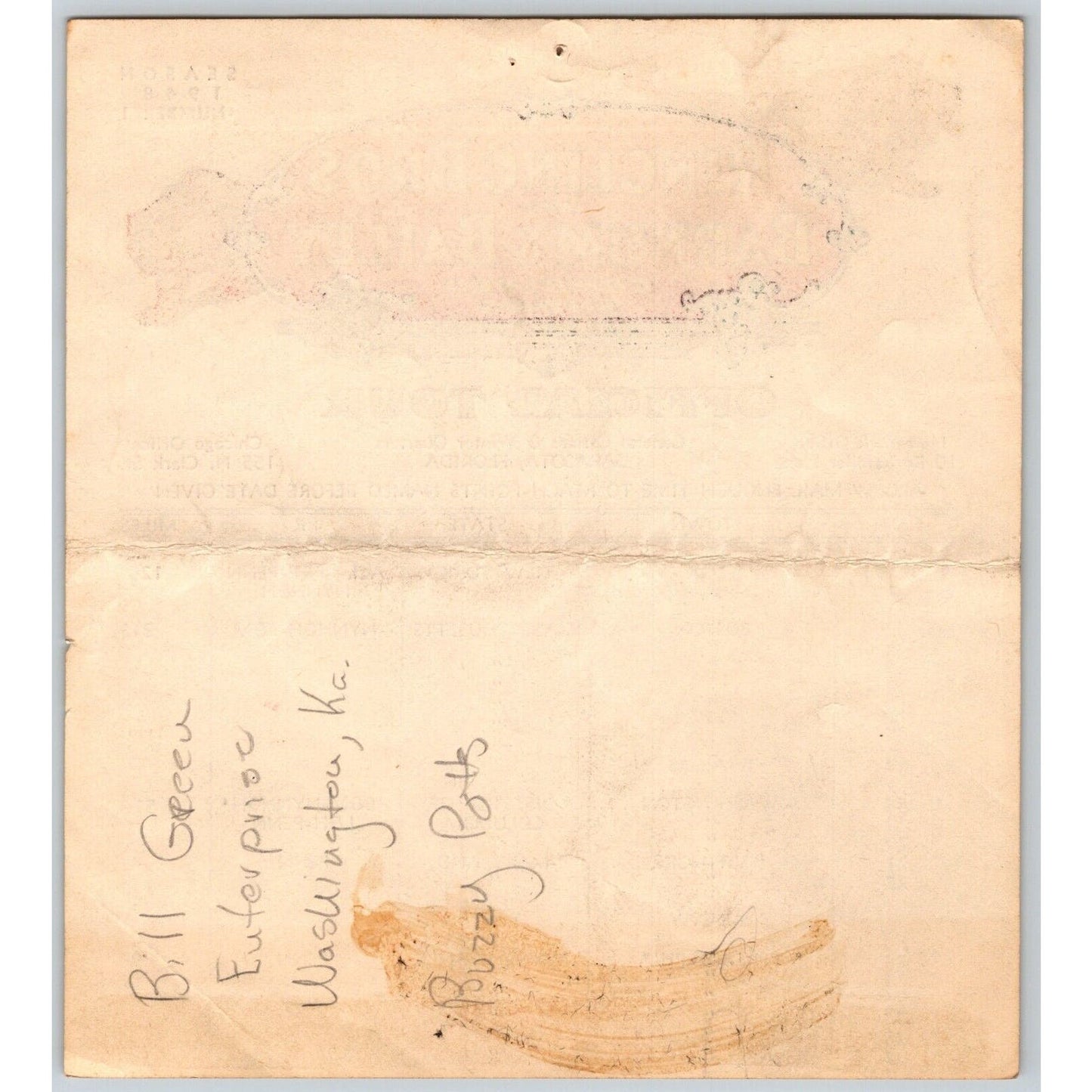 1948 Ringling Bros Barnum Bailey Circus Route Card Boston Washington DC