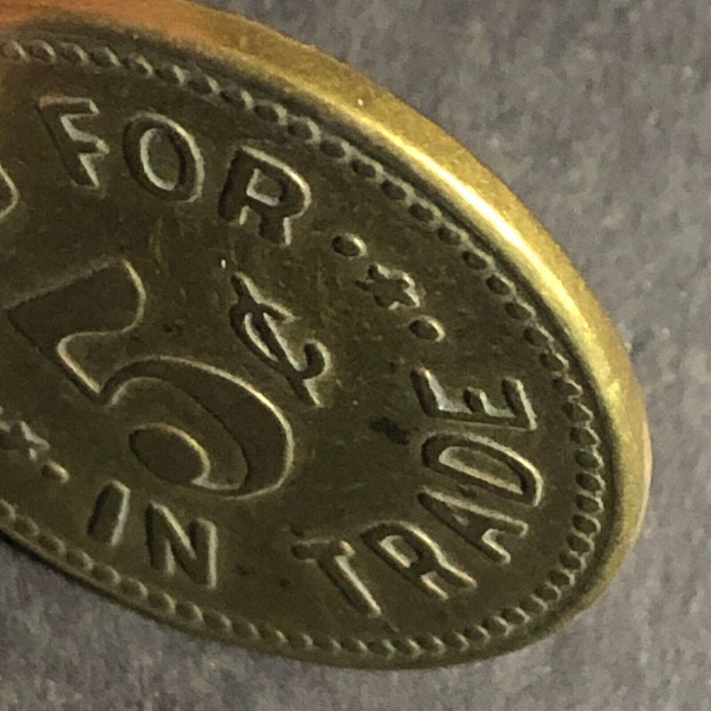 Bert & Chet Card Room Labor Agency (Seattle) Brass G/F 5c Trade Token c1917 25mm