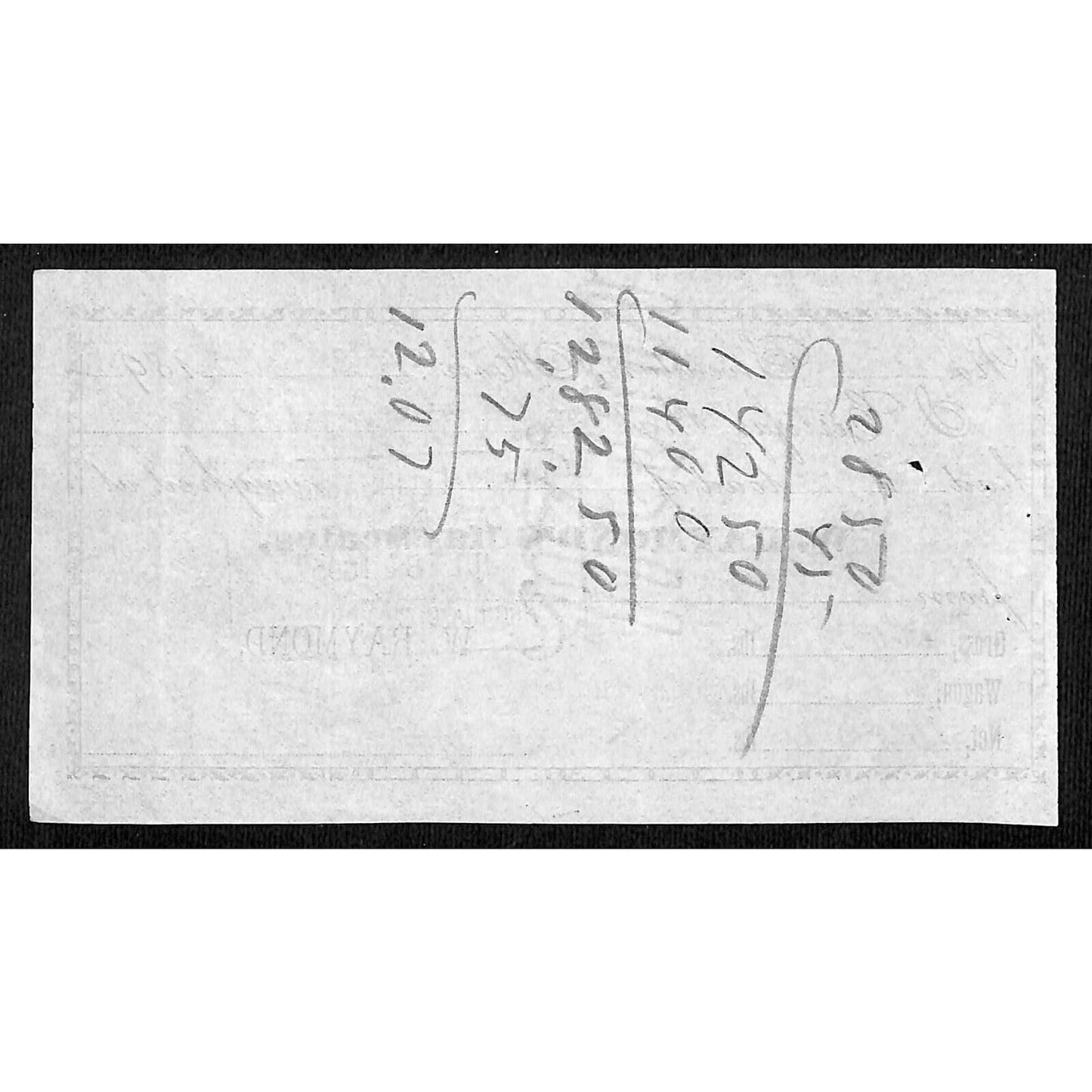Sheridan Montana W. Raymond's 1895 Hay Scale Weight Receipt 2,850lbs.