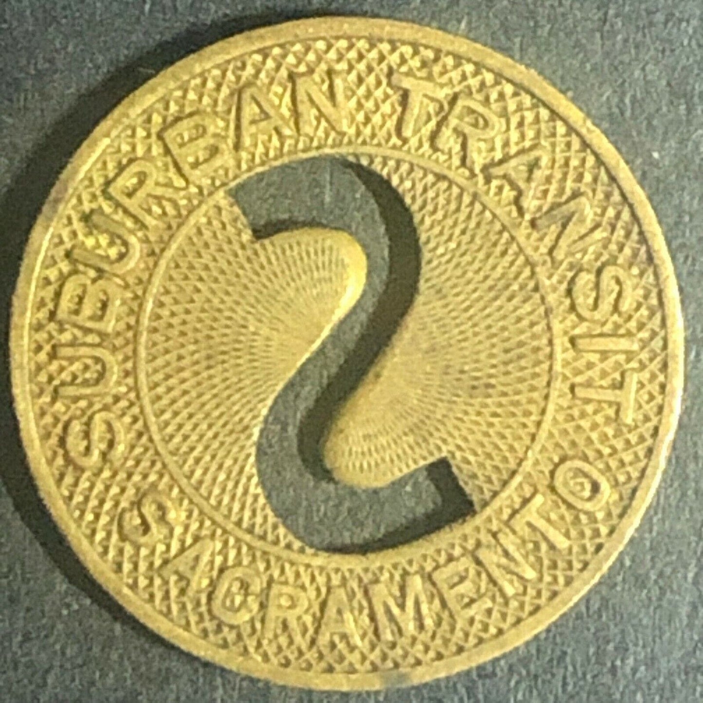 c1961 16mm Sacramento Suburban Transit G/F One School Fare Token CA
