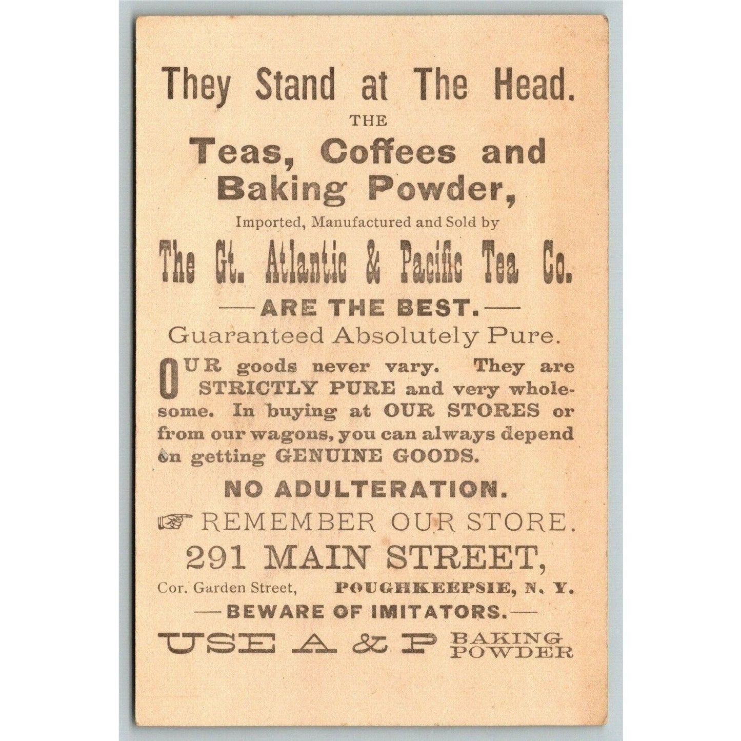 Scarce Victorian Trade Card Atlantic Pacific - Boy Playing Glasses as Instrument