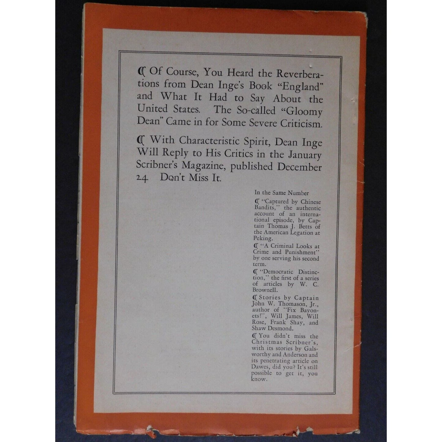 Dec 15 1926 "The Living Age" 75+ pgs.