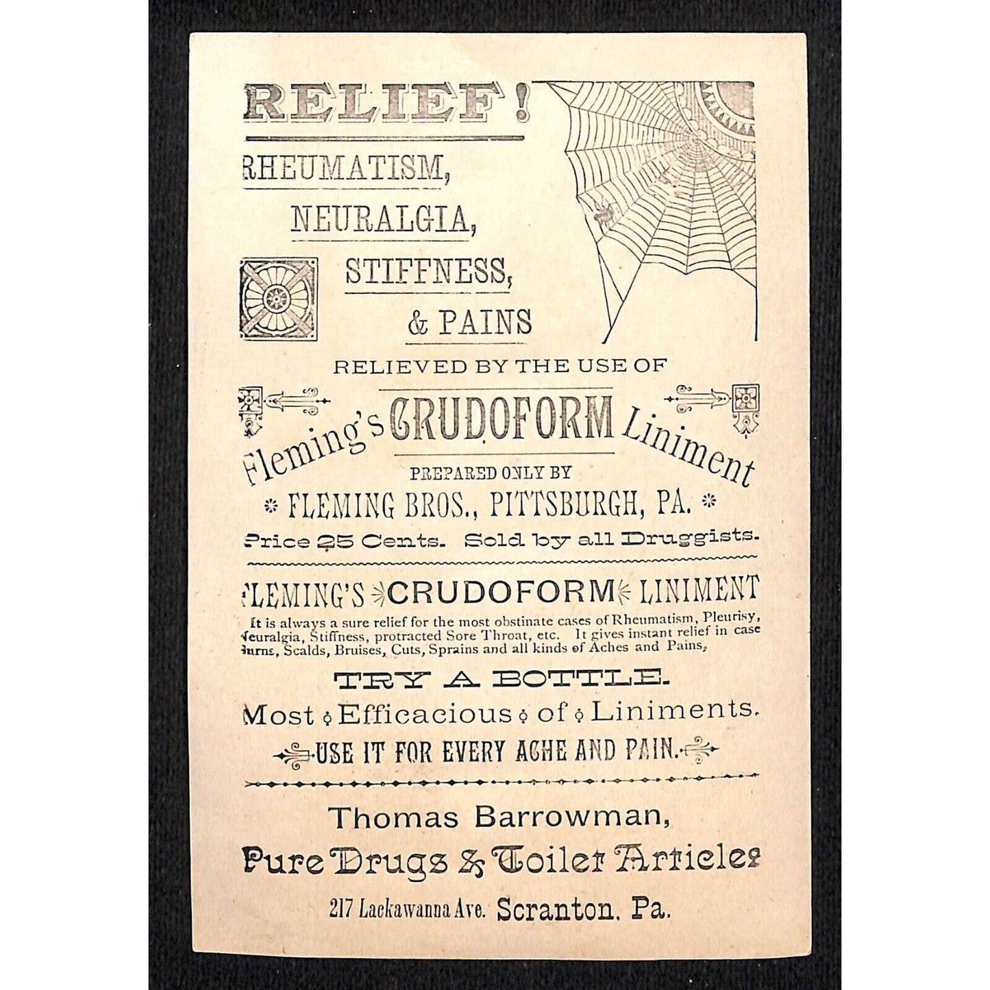 Ivory Polish "For The Teeth" Victorian Trade Card w/ Cobweb Woman Yellow Dress