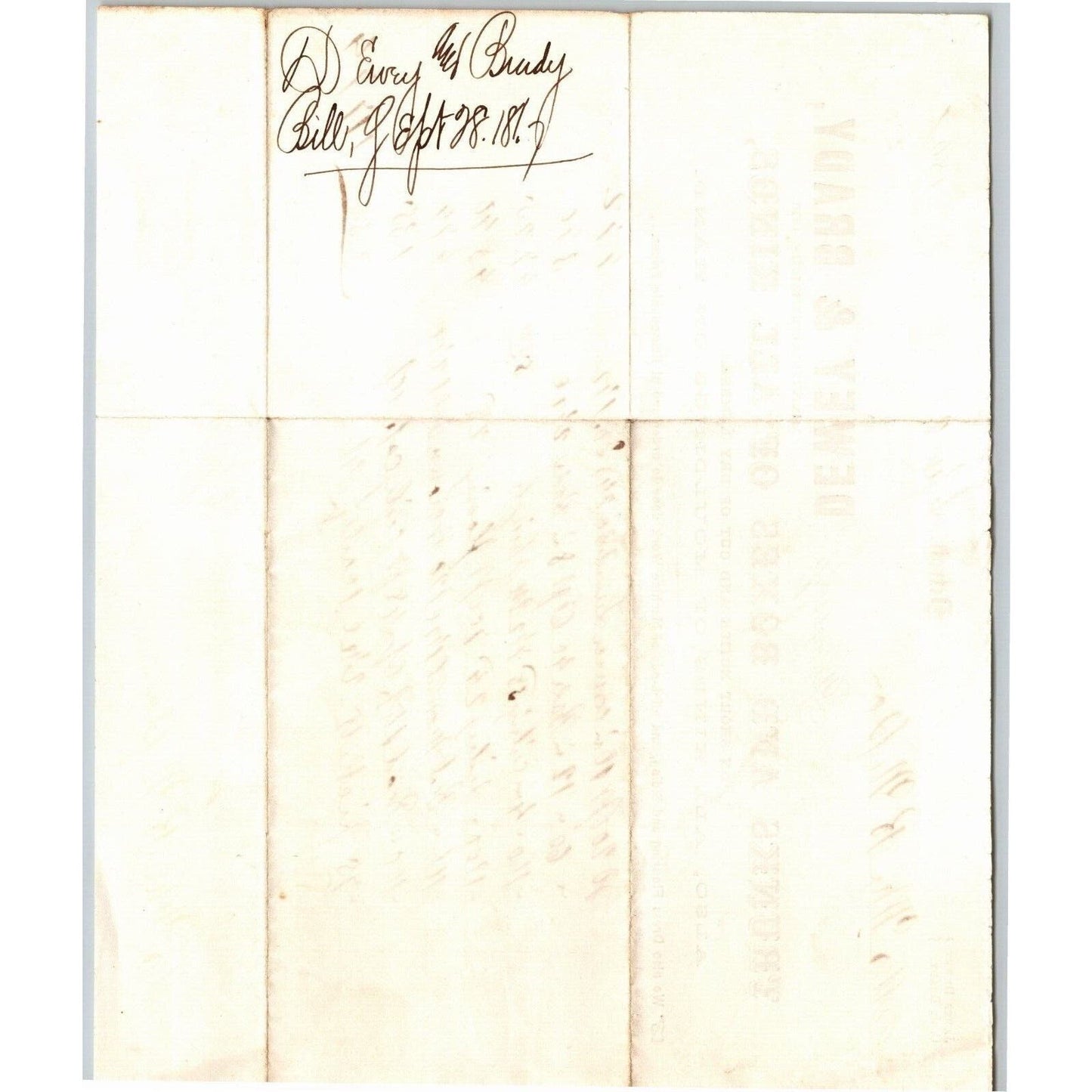 Detroit Letterhead Dewey & Brady "Trunks and Boxes of All Kinds" - 1867