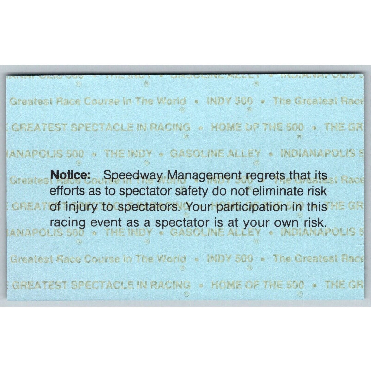 1997 Indy 500 Practice Day Grounds Admission Comp Ticket Pass Card IMS #5905 VGC