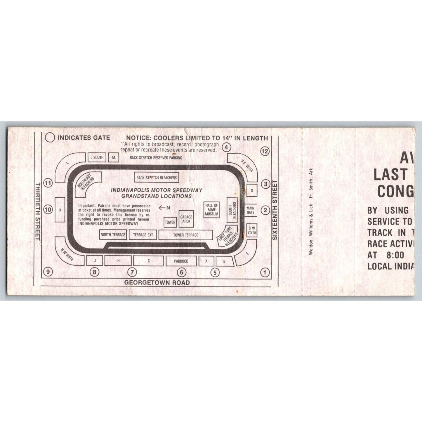 1983 Indy 500 Sec 29 seat 20 Ticket Stub - Ron Burton Estate