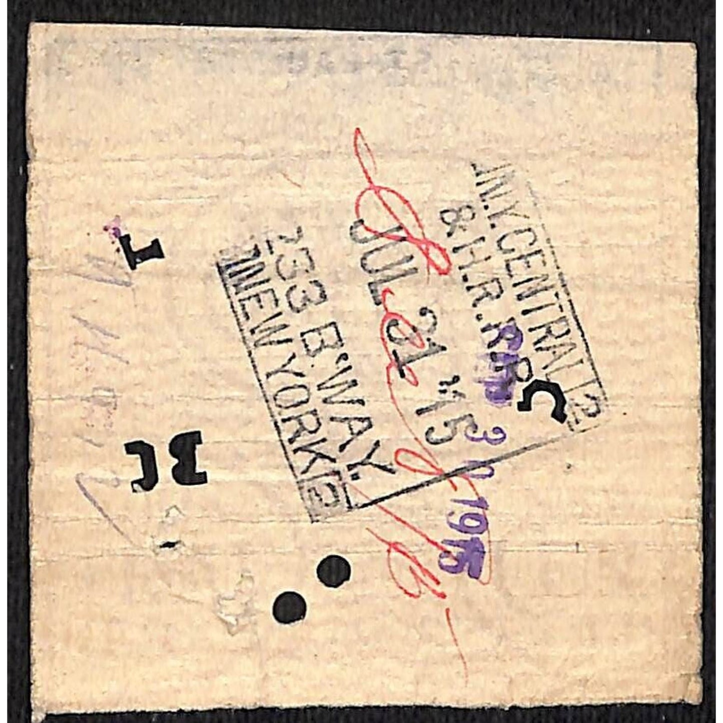 New York Central Railroad 1915 Ticket St. Paul to Chicago #921 Special Excursion
