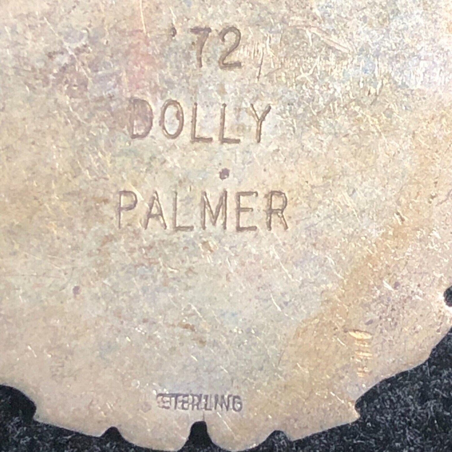 Pennsylvania Women's Bowling "Dolly Palmer" Lapel Pinback c1962 - Sterling