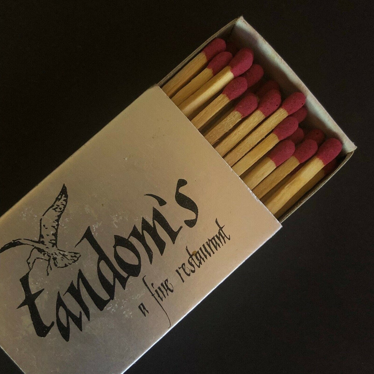 c1970's-80's Wooden Matchbox Matchbook Branford, CT "Tandom's Fine Restaurant"