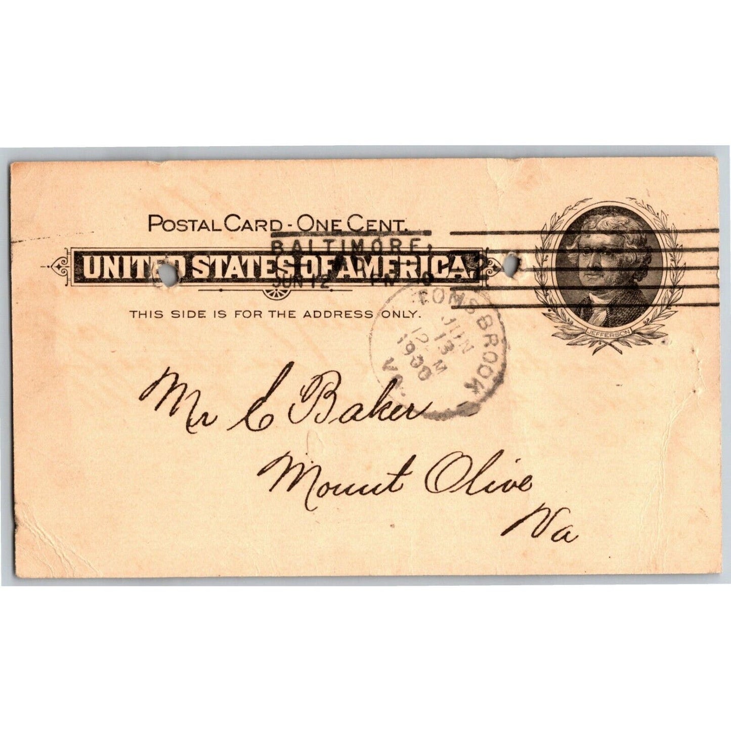 1900 Adv. Payment Conf. Postcard J.J. Haines Willow Ware Baltimore E. Baker*