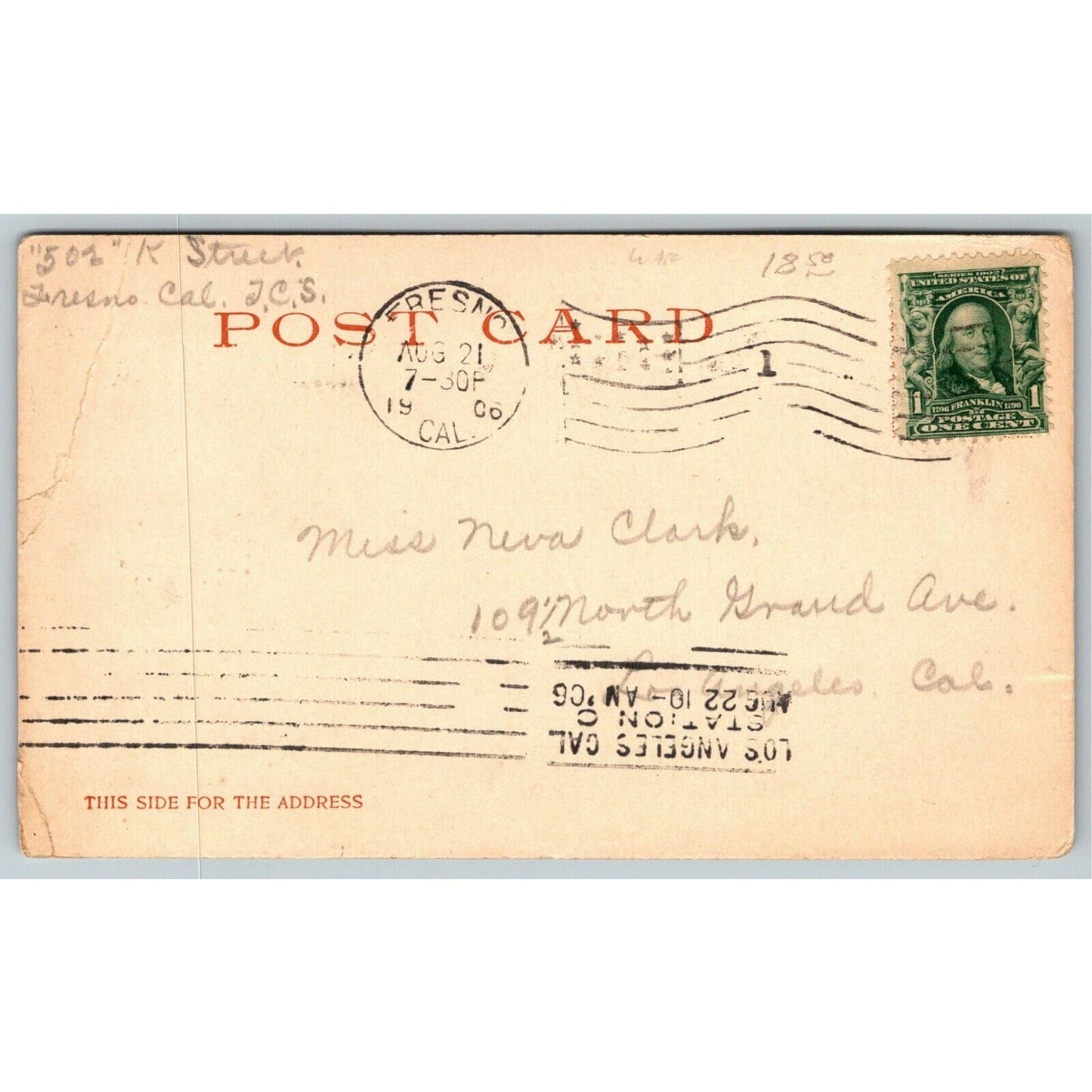 Vintage c1906 PPC Postcard "High School, Fresno, Cal."