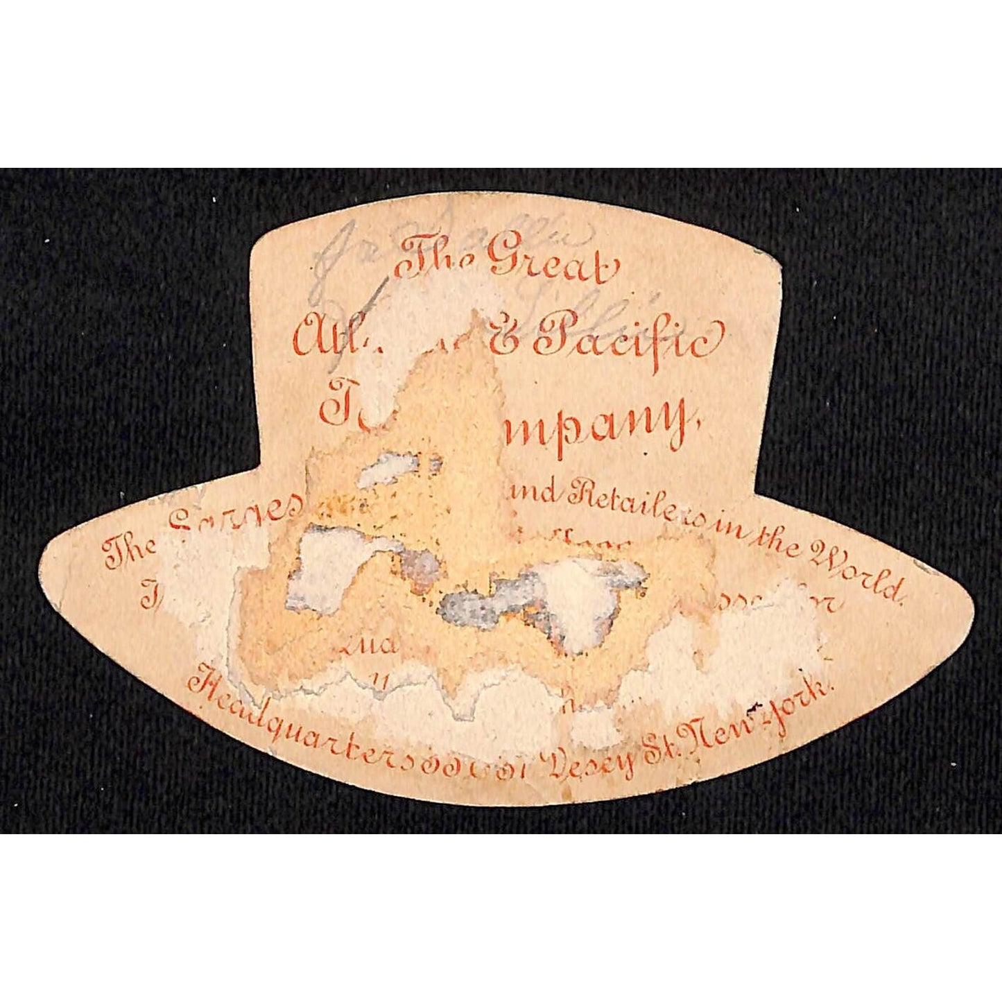 Great Atlantic & Pacific Tea Co. Die Cut Cup & Saucer Shape Victorian Trade Card