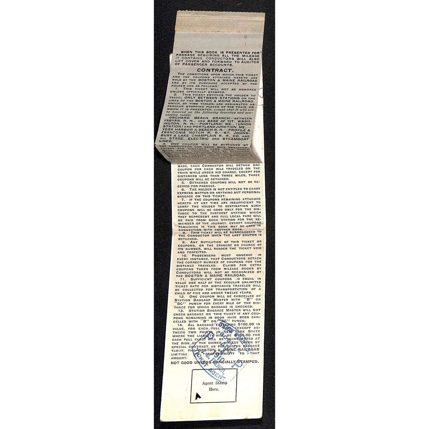 1910 Boston & Maine Railroad 500-Mile Coupon / Ticket Book Cover Only Scarce
