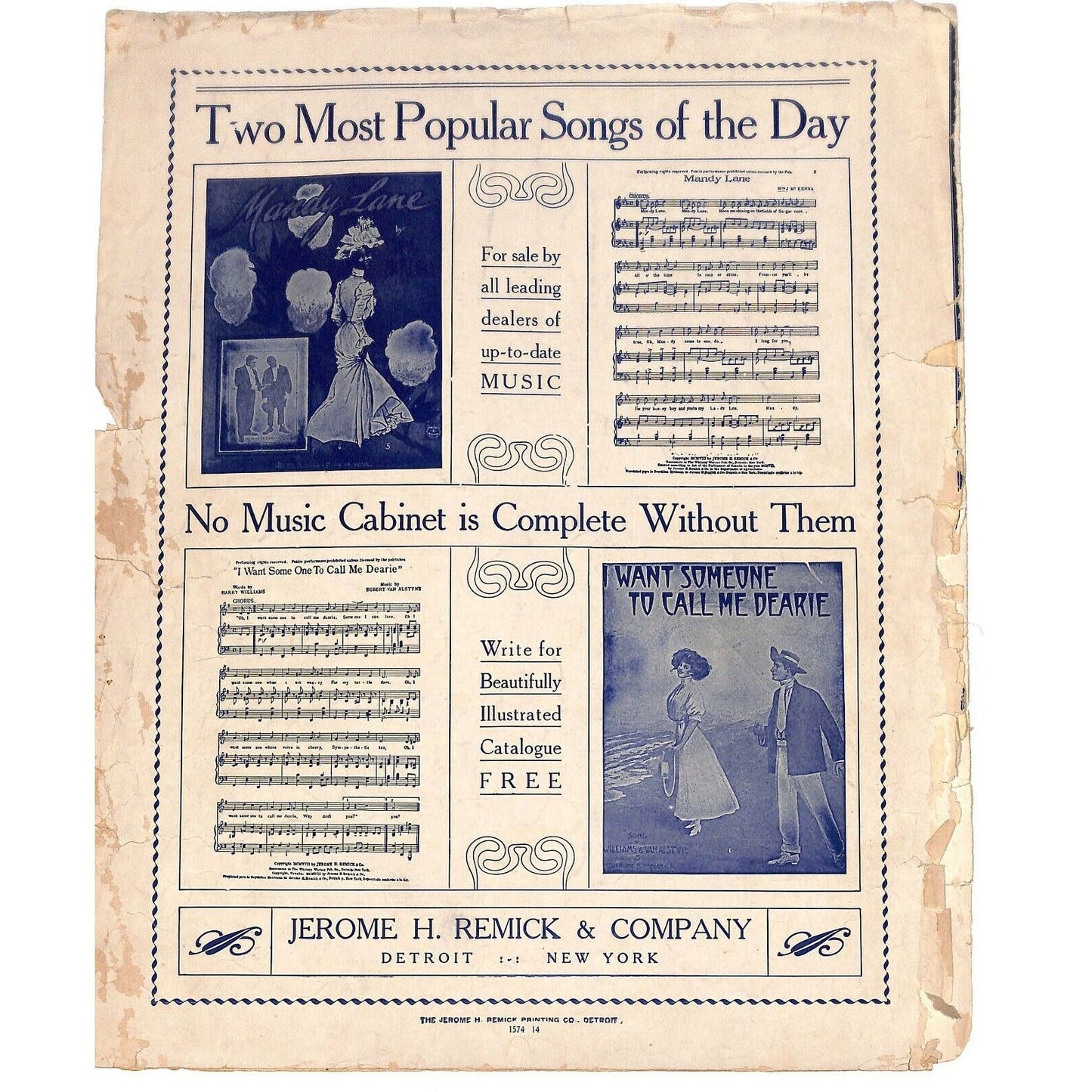 Vintage Pre WWI Era 1908 Sheet Music "Rainbow" Native American Female