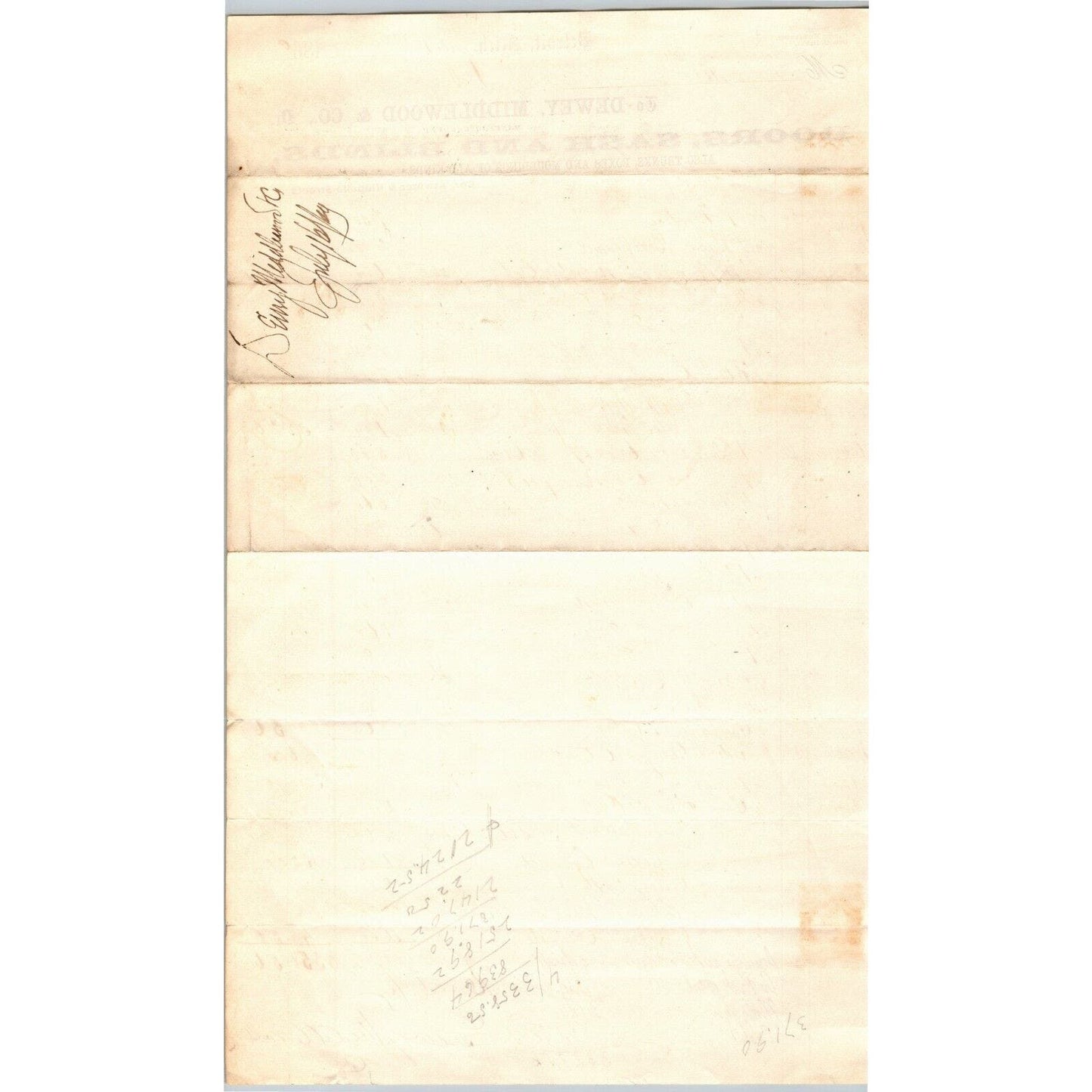 Detroit Letterhead Dewey, Middlewood & Co Doors Sash Blinds 1869 Long