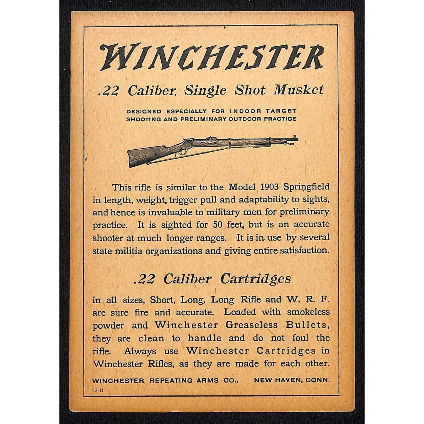 c1910 Winchester Repeating Arms New Haven, CONN Combo Target / Trade Card Scarce