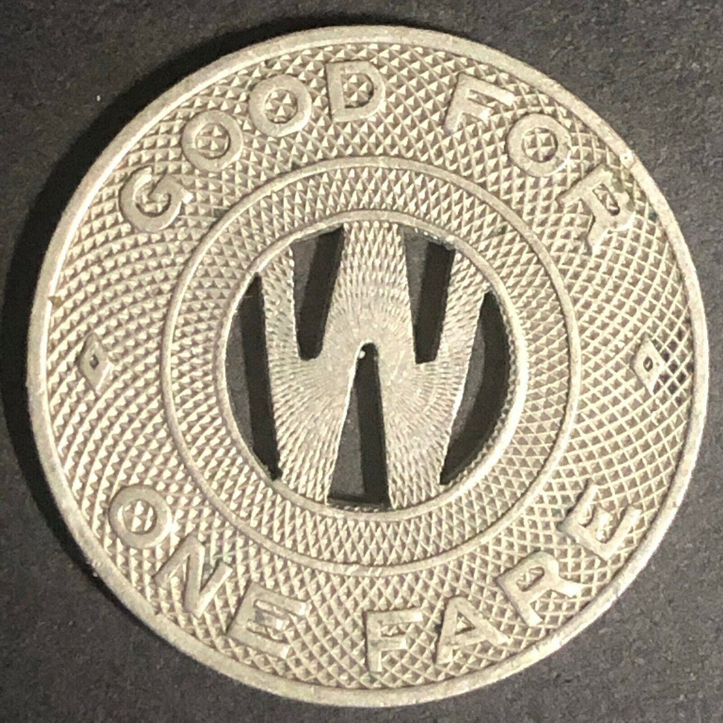 c1940's 23mm Wichita Transportation Corp. G/F One Fare Brass Transit Token KS