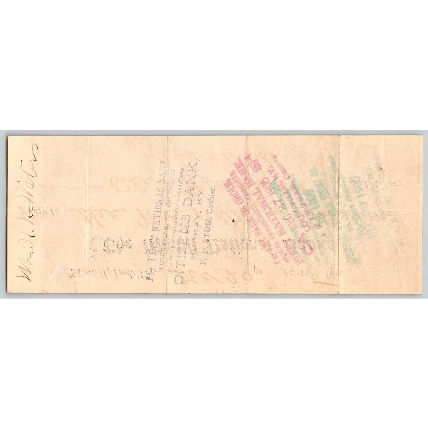 Madill, OK 1905 Indian Territory $100 Madill National Bank Check Scarce