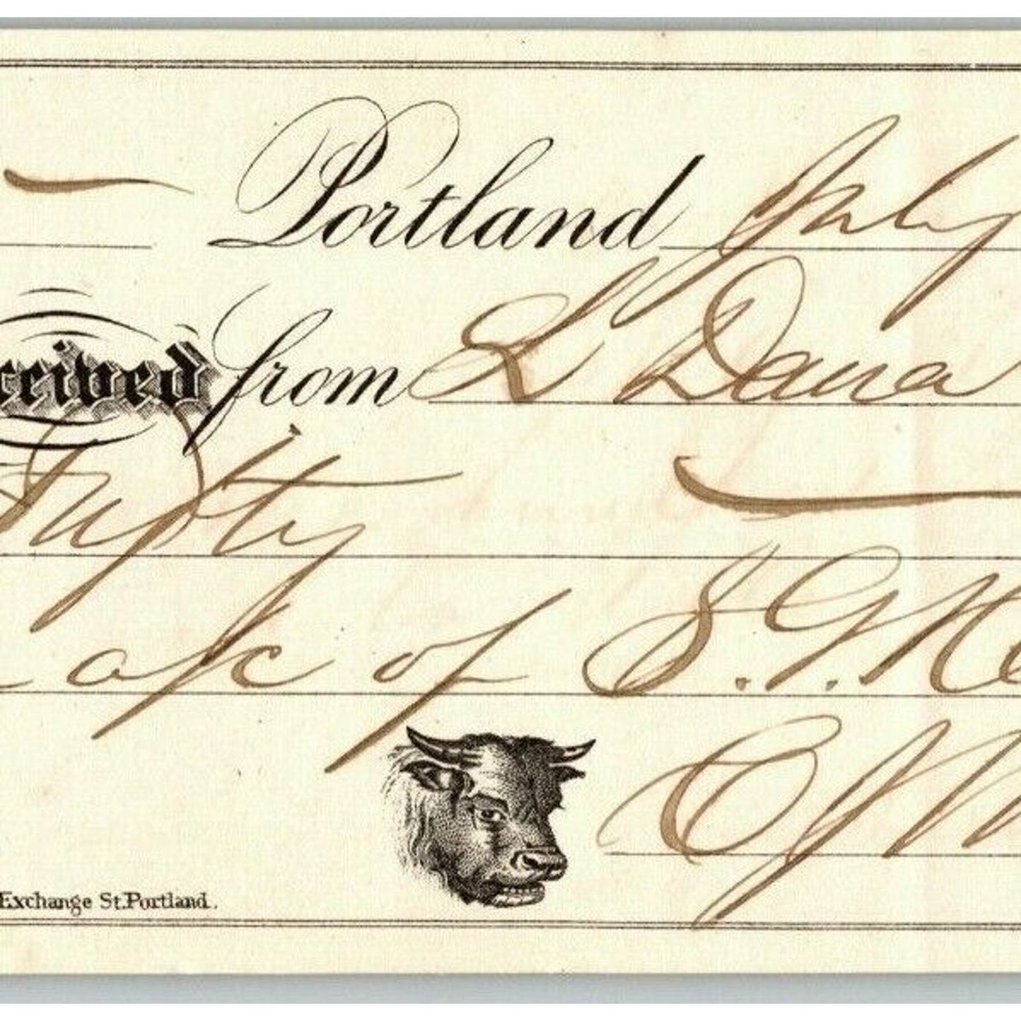 1869 Portland Bank Check - Rebuilding After "The Great Fire" July 4 1866