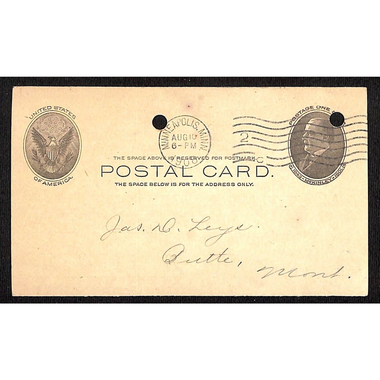 Leys Jewelry Butte, MT S.H. Clausin & Co. Minneapolis 1908 Post Card Receipt