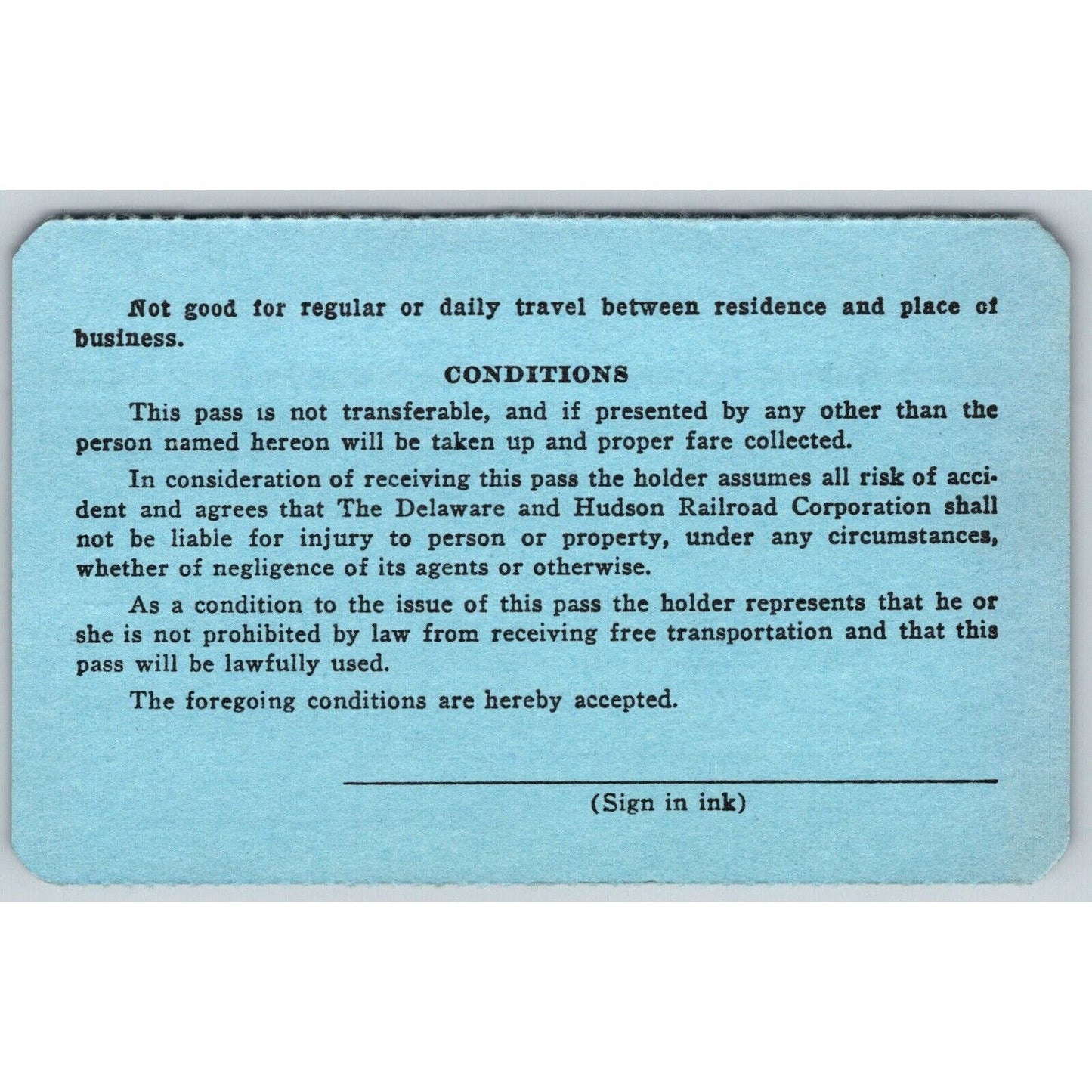 Delaware and Hudson Railroad 1955-1956 Yearly Pass G 137 Unused VGC