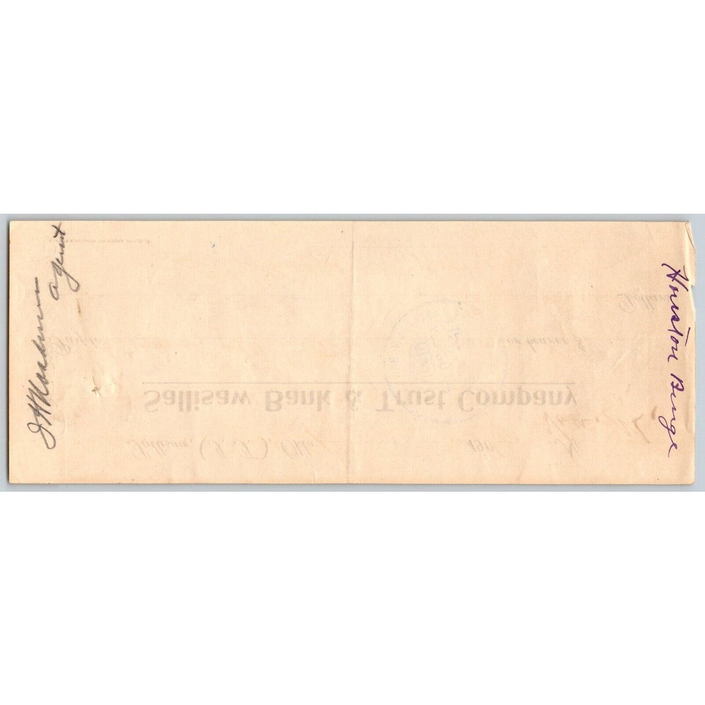 Sallisaw Indian Territory Okla. 1909 $6.15 Bank Check