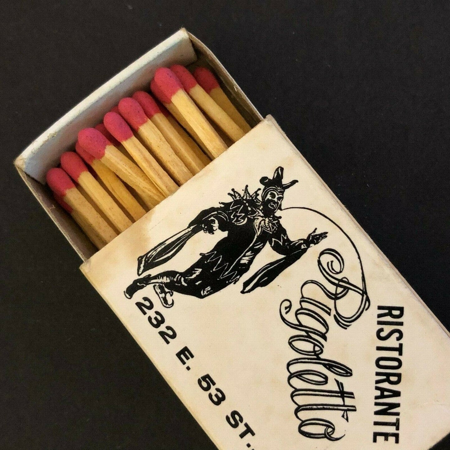 c1960's-70's Wooden Matchbox Matchbook - Ristorante Rigoletto 53rd St. NYC