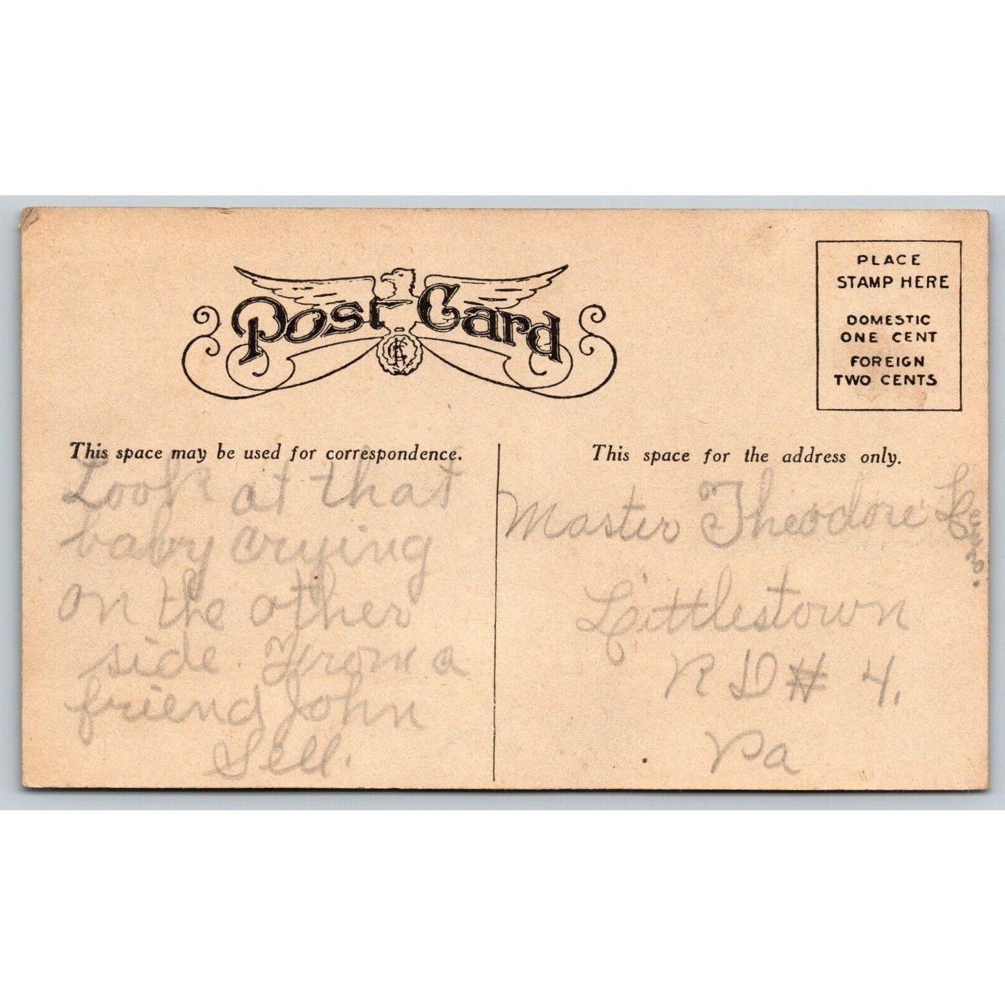 Kellogg Toasted Corn Flakes Advertising Postcard c1915-20's w/ Crying Baby VGC