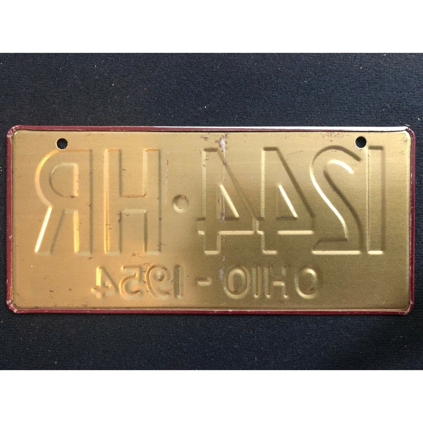 1953-54 General Mills Wheaties Tin Mini Bicycle License Plate - Ohio