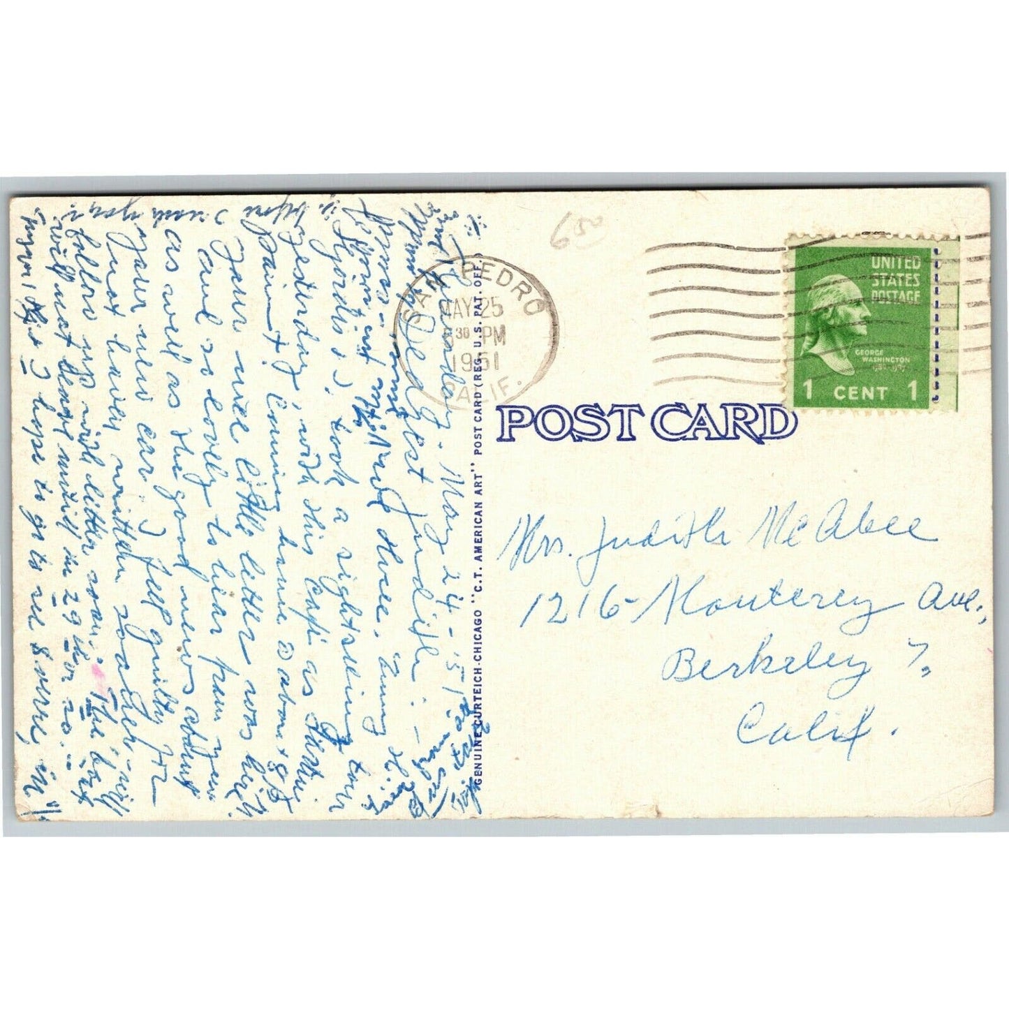 Vintage Postcard Clifton's Pacific Seas Lagoon Los Angeles PM 1951