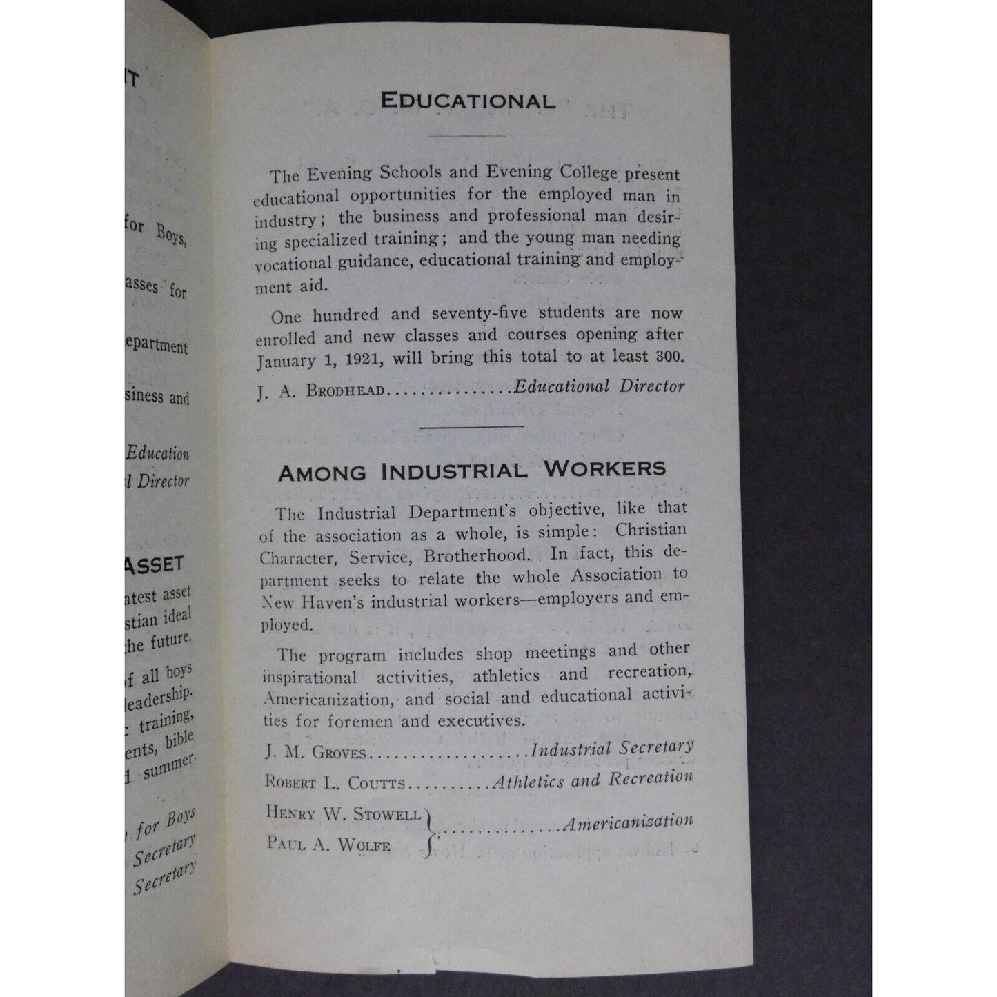 Vintage Small c1940's New Haven, CT YMCA Handout / Flyer