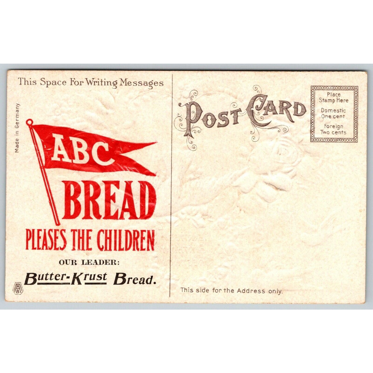 ABC Bread Butter Krust "Heartiest Christmas" Advertising Postcard c1911-15 VGC