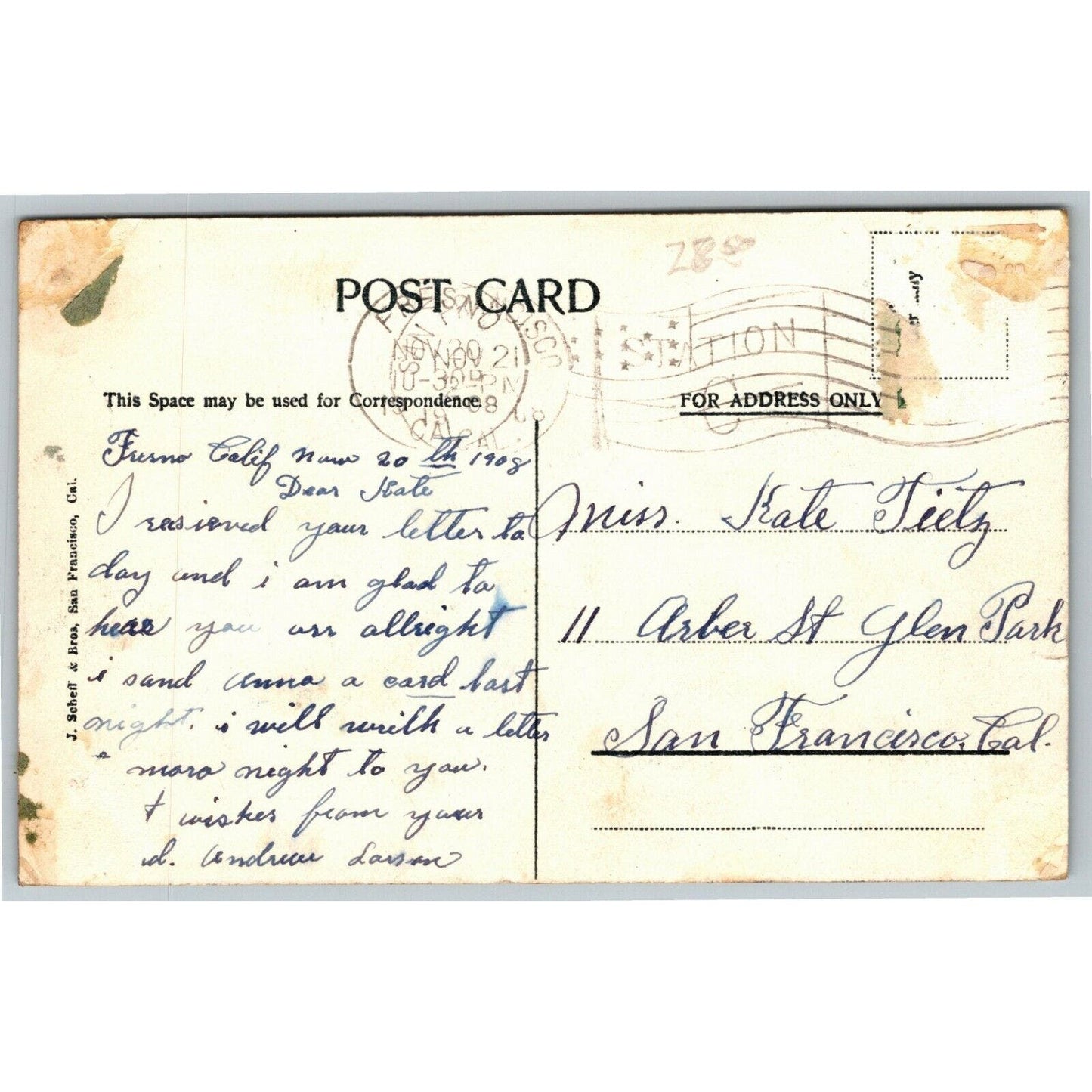 Vintage c1908 Postcard "Chamber of Commerce, Fresno, California"