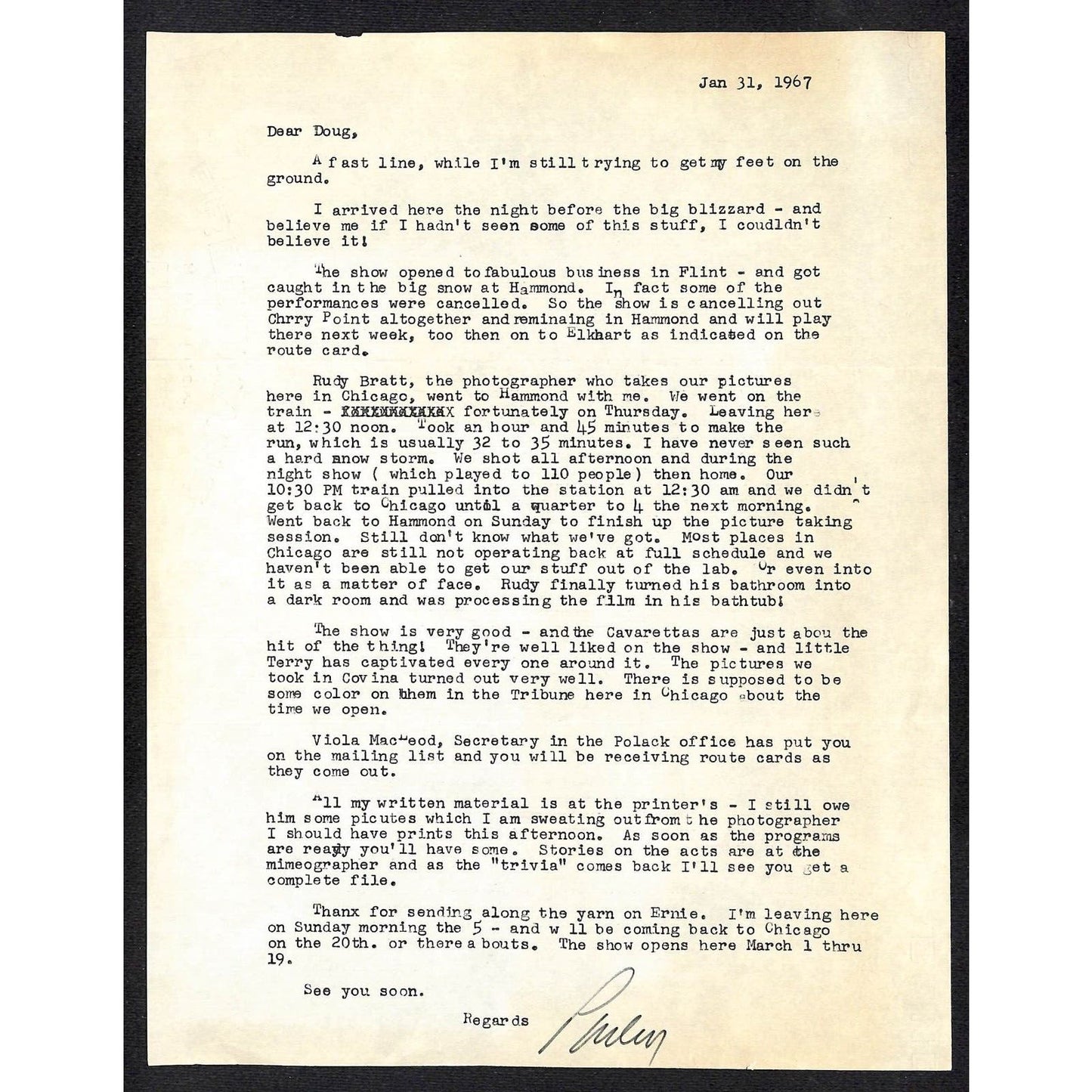 Big John Strong Employment Application? History Circus Letterhead c1967 3 Sheets