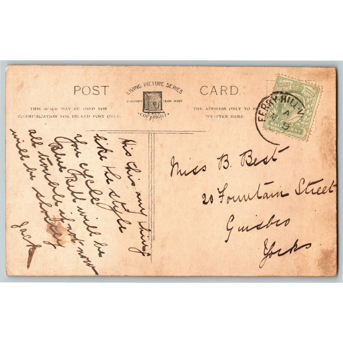 Vintage Postcard c1920 Couple Hug While Riding Bicycles - Jasper Stone