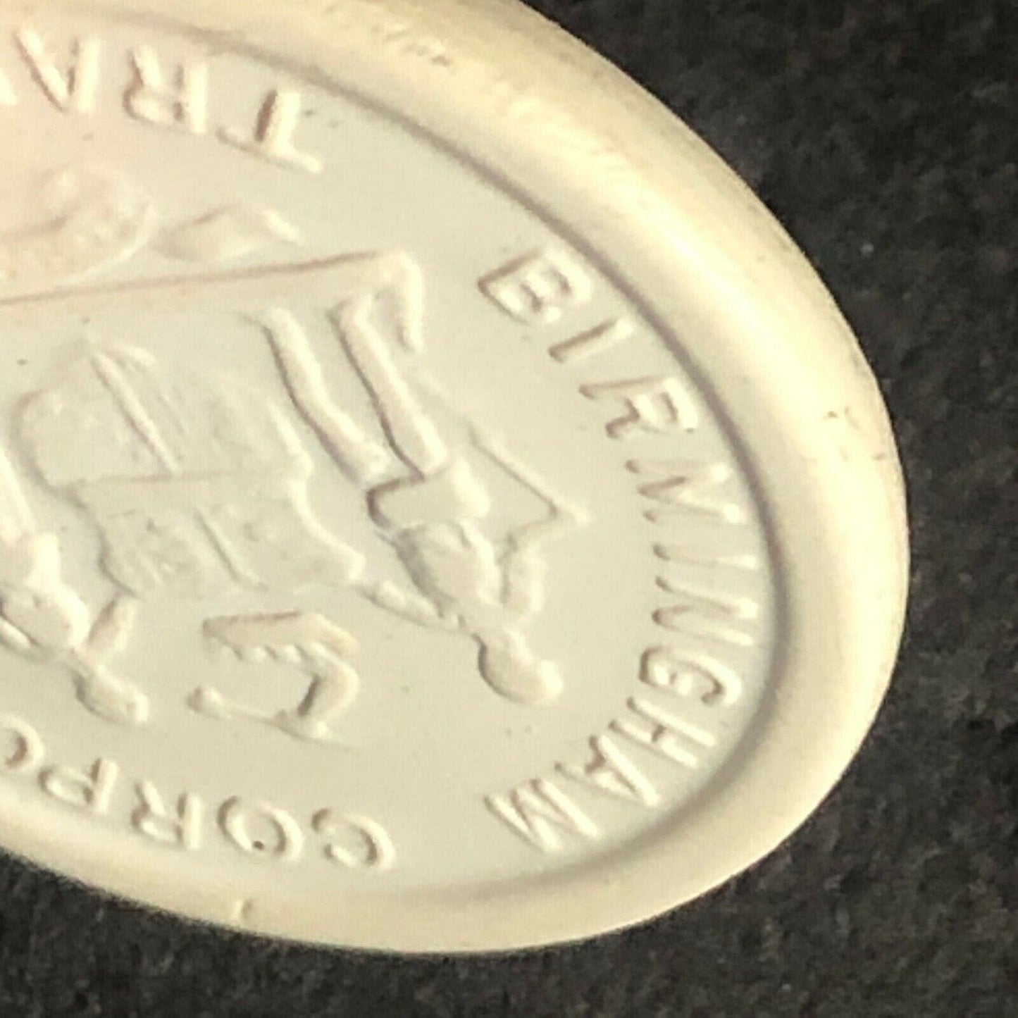 Birmingham Tramways England Plastic Token White 1/2D 22mm c50's-60's