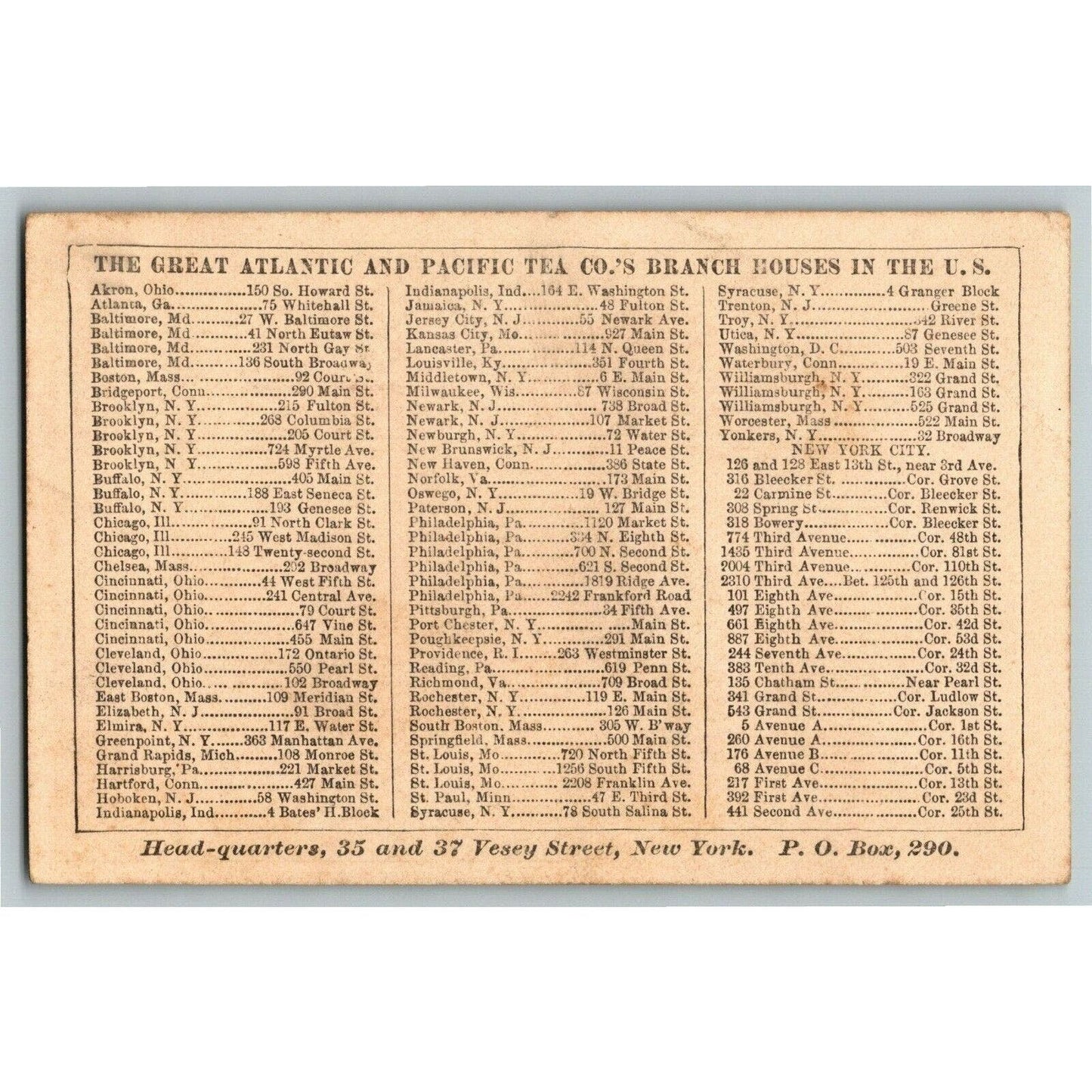 Victorian Trade Card - The Great Atlantic and Pacific Tea Co. - Man Eats Chicken