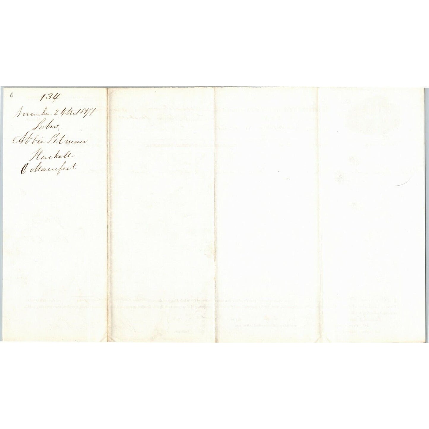 1871 Merchant Ship Cargo Manifest Document Schooner Abbie Pitman to Boston