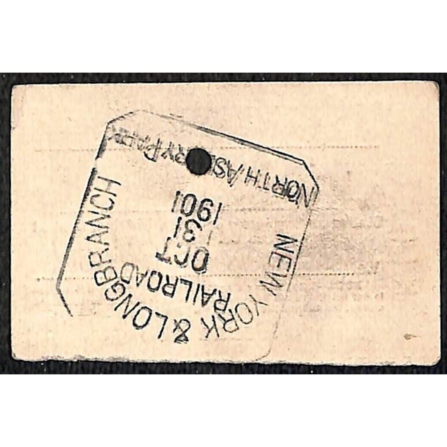 New York & Long Branch Railroad 1901 Ticket North Asbury Park Lakewood #13913