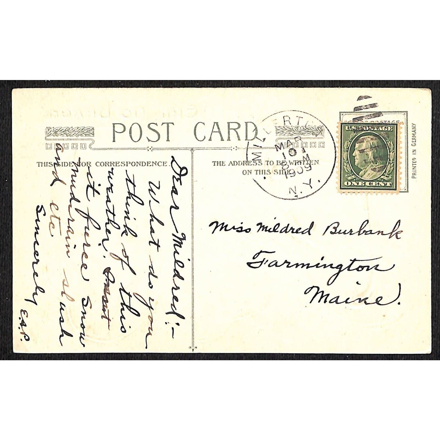 Ireland Postcard "Erin Go Bragh" Harp Gilt Clover Home Scene Embossed PM 1909