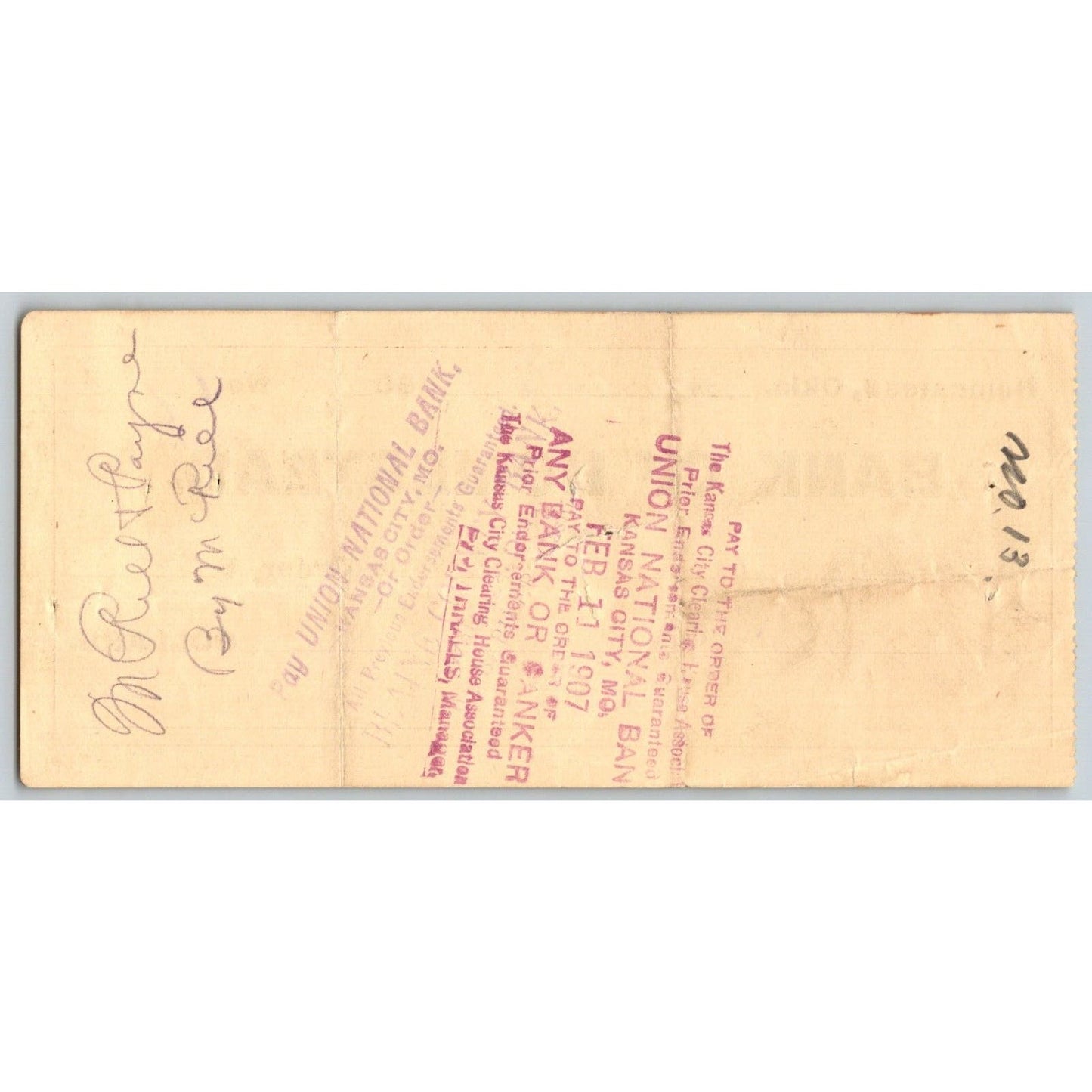 Homestead Oklahoma Territorial 1907 "Bank of Homestead" Bank Check - Scarce