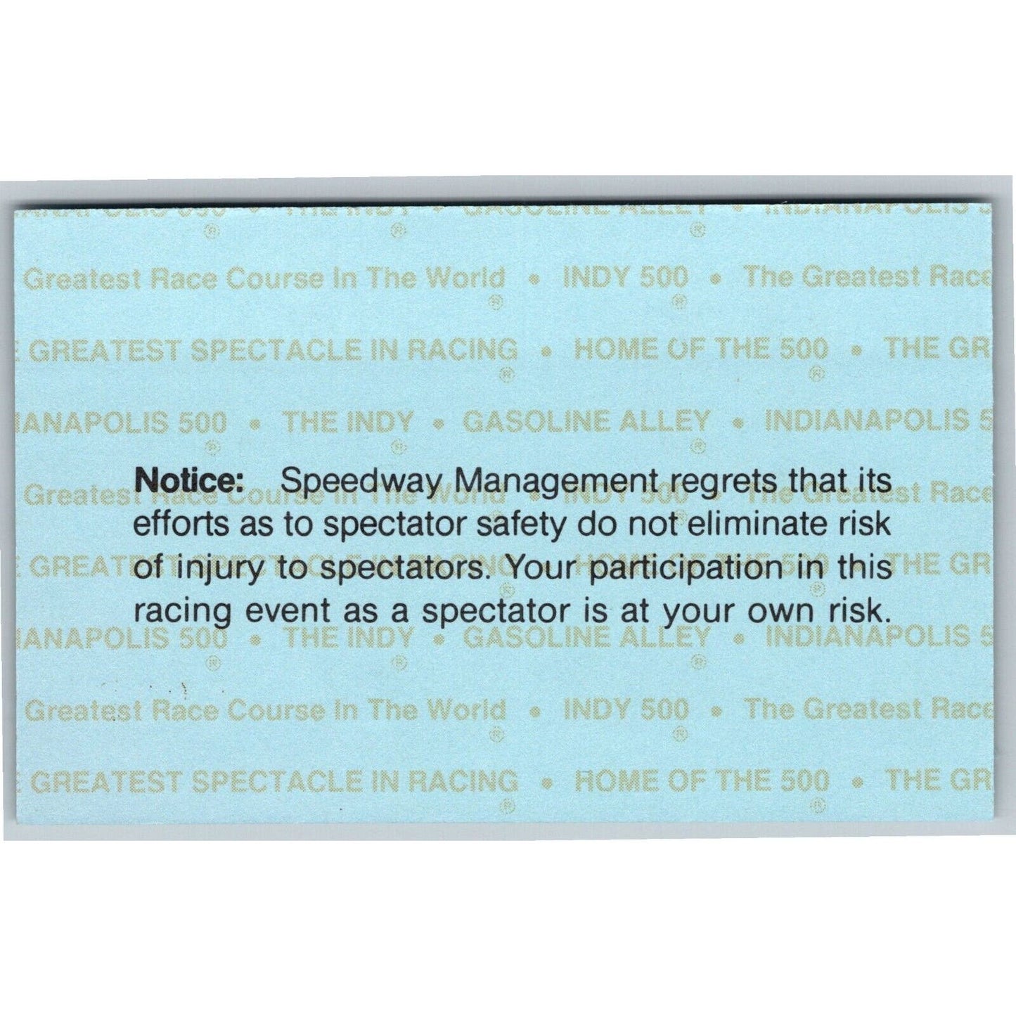 1997 Indy 500 Practice Day Grounds Admission Comp Ticket Pass Card IMS #5907 VGC