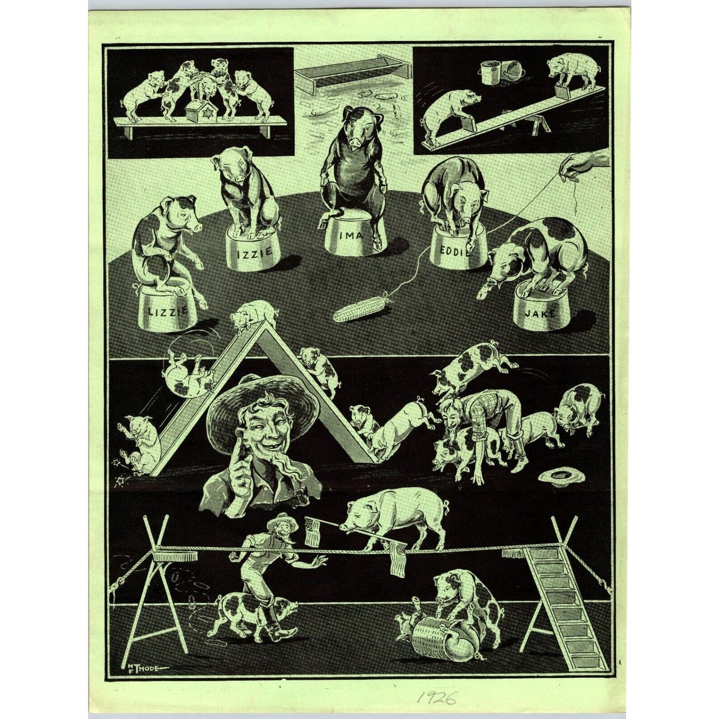 J.T. Burns Trained Wild Pigs Tarre Haute, IN Circus Letterhead c1926 Scarce