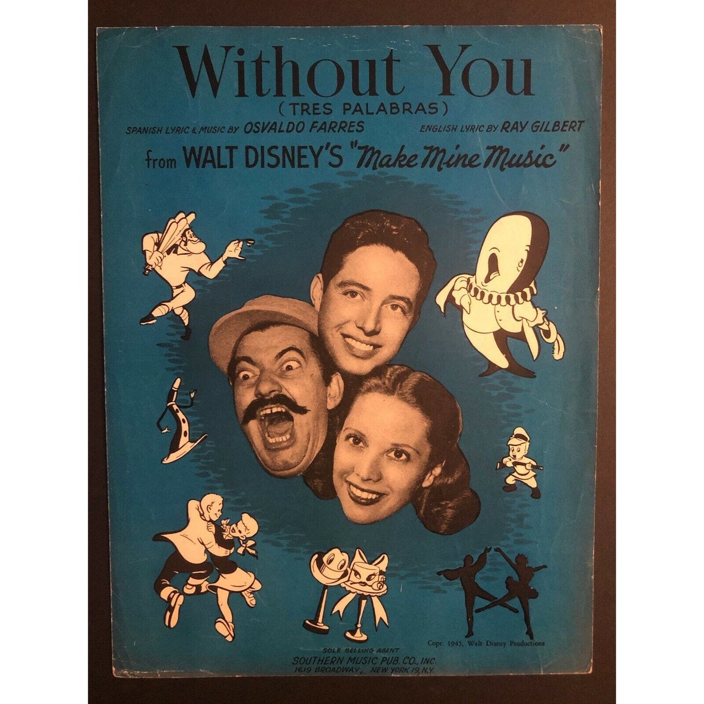 Vintage 1940's Disney Sheet Music - "Without You" from "Make Mine Music"