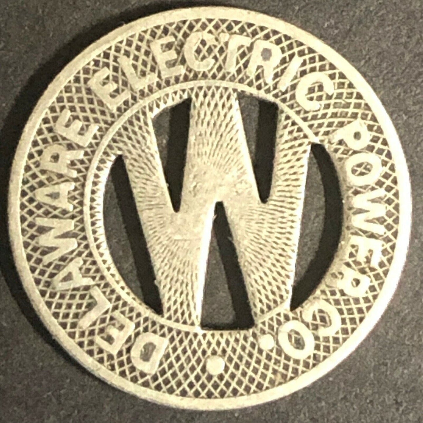 c1930-40's 16mm Delaware Electric Power Co. G/F One Fare Brass Token Wilmington