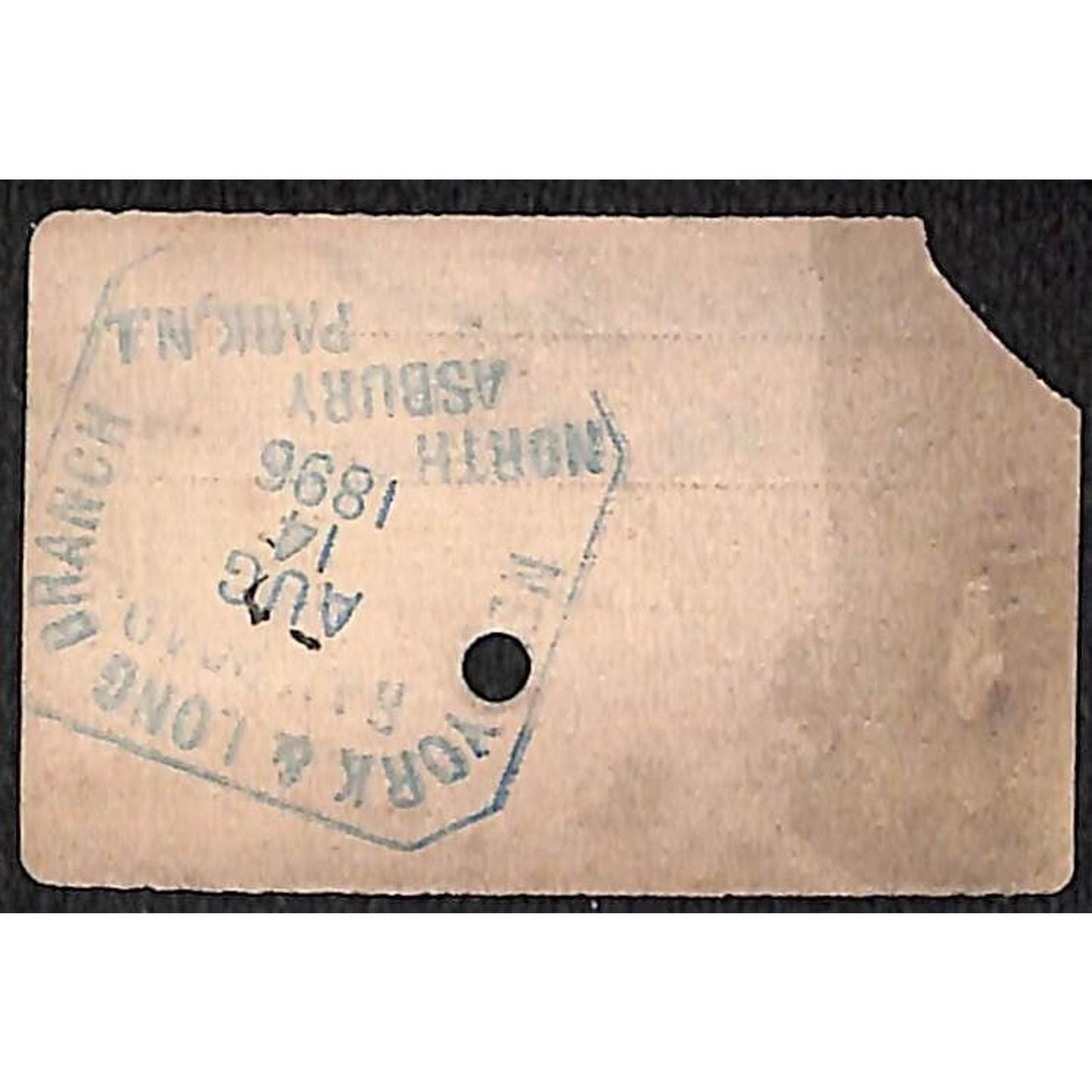 New York & Long Branch Railroad 1896 Ticket North Asbury Park AC Highlands #7071